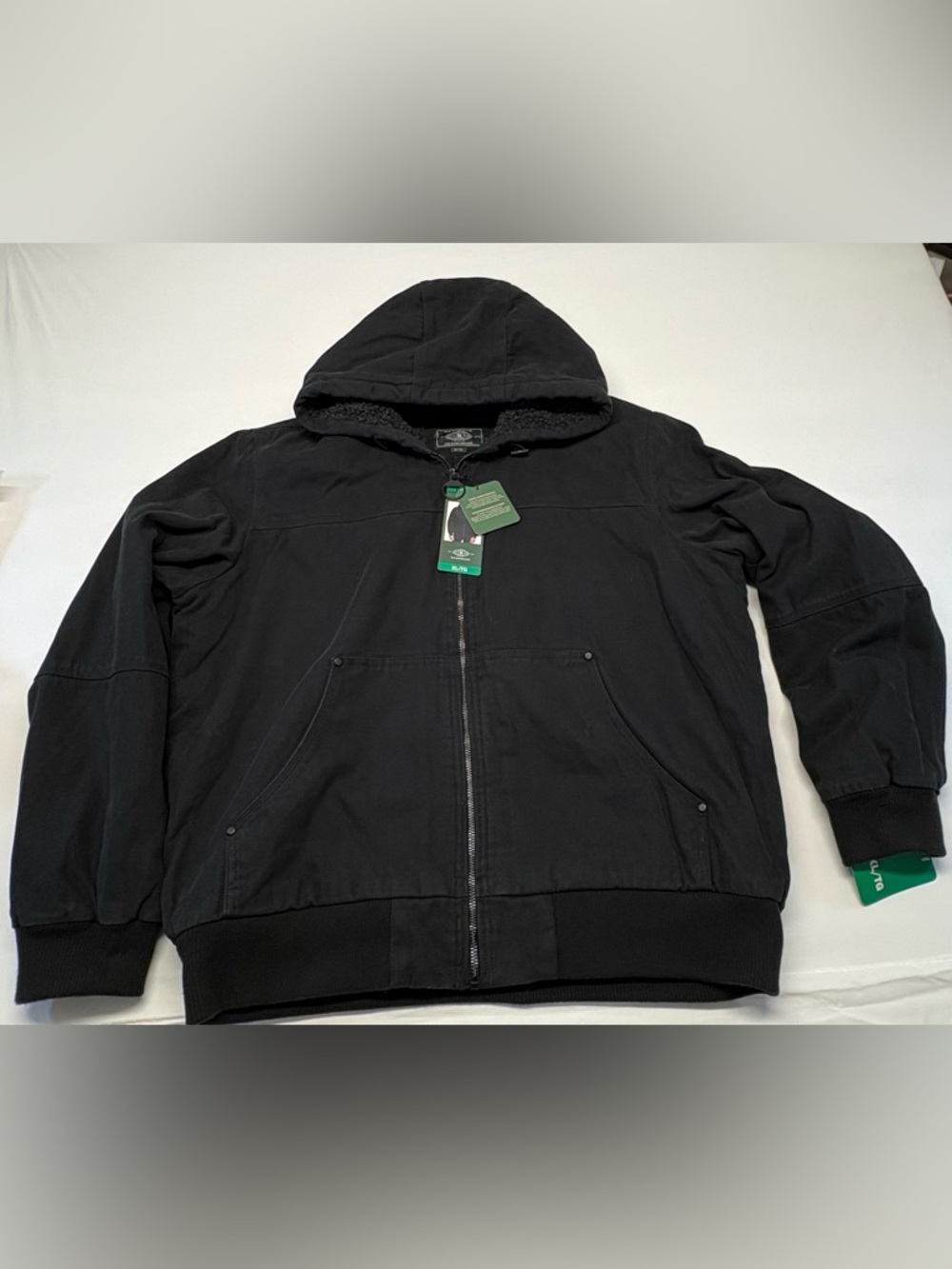 G.H. Bass & Co. Men's Black Hooded Zip Jacket with Sherpa Trim Size XL